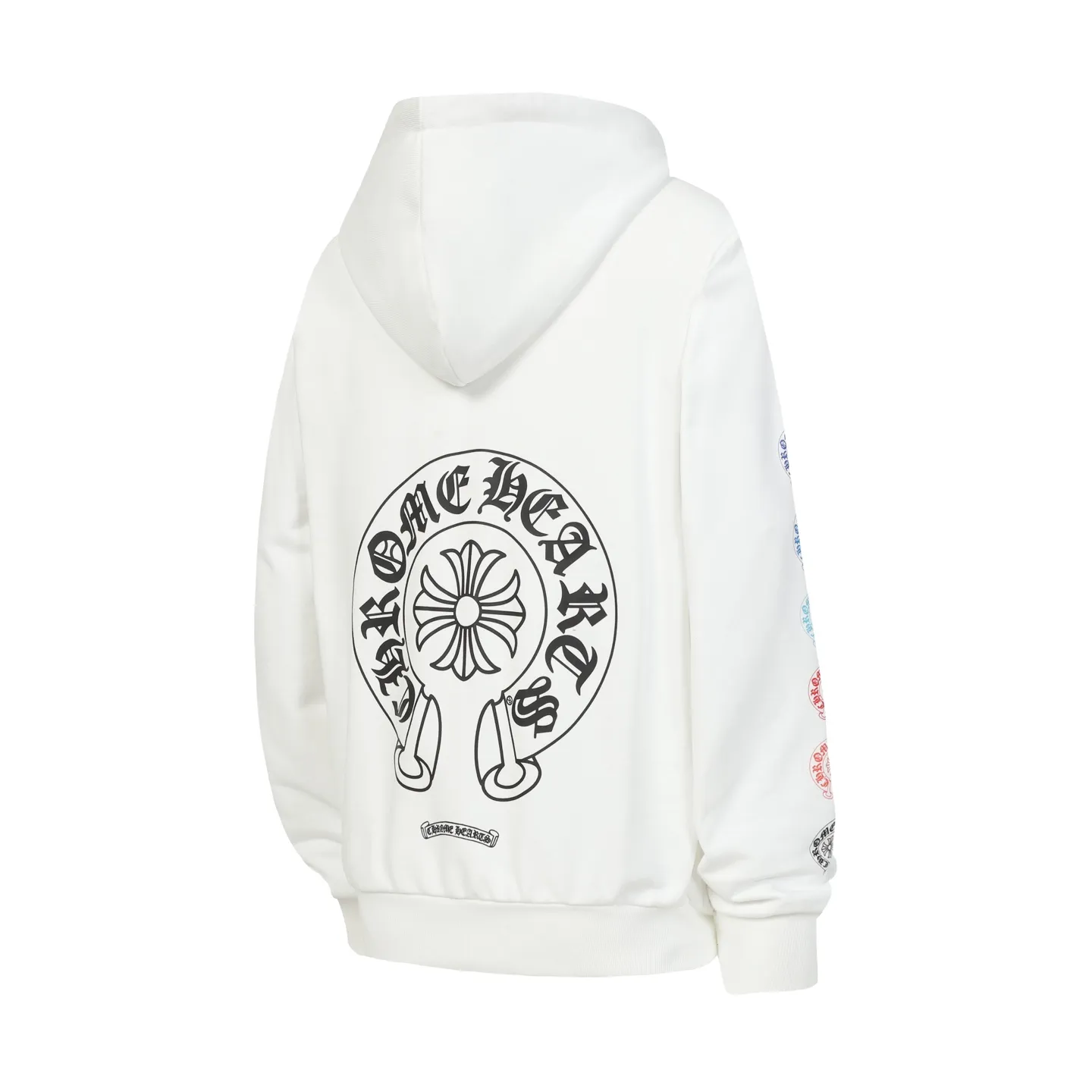 P250 Cross-border model, please do not place an order if you are pursuing quality - Chrome Hearts/Chrome Hearts colorful horseshoe Sanskrit printed zipper sweatshirt cardigan jacket - High weight, high density and high quality. The wool is soft, delicate and skin-friendly. It feels soft and silky. It has excellent warmth and skin-friendly properties. - Custom-woven and dyed, no color difference. No matter the fabric or workmanship details, it beats the ordinary version on the market. - Hardware and zipper accessories are all customized. Full of details. -Colour: black white -Size: S M L XL
